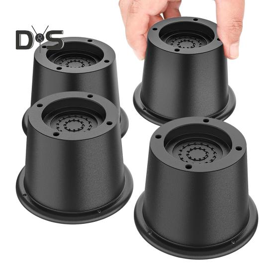 4Pcs Adjustable Round Bed Risers Circle Furniture Risers 3300 Lbs Capacity Non-Slip Design Chair Table Desk Legs Lifting Risers