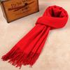 Plus Size Ethnic Style Retro Chinese Red Scarf - Imitation Cashmere Shawl, Solid Color, Autumn/Winter Gift