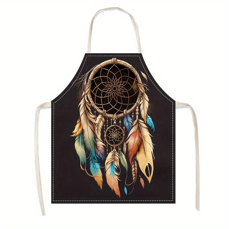 1pc Creative Fashion Dream Catcher Print Apron Home Baking Wear-Resistant Work Apron Household Cleaning Work Waist Apron 38X47cm(15X19in)