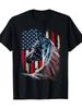 Men039;s Patriotic American Flag Horse Graphic T-Shirt100% Cotton Short Sleeve Unisex T-Shirt