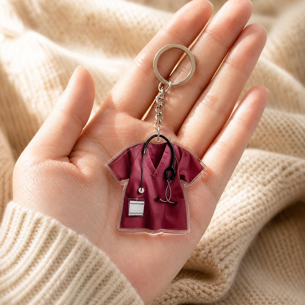 Acrylic Keychain Set of 5, Thank You Healthcare Worker Appreciation Gift, Themed Key Rings