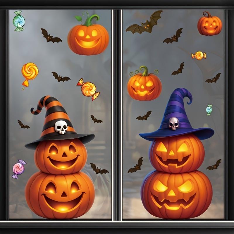 1PACK Halloween pumpkin glass sticker, exquisite holiday party decoration arrangement candy pumpkin lamp black cat window sticker