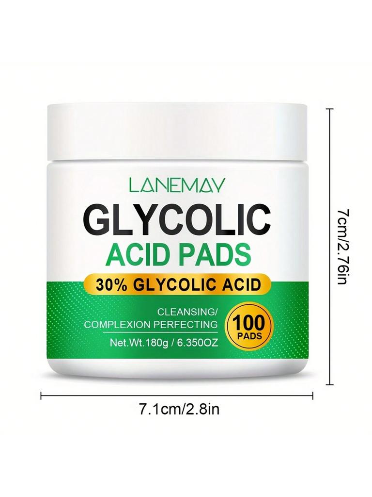 100Pcs Set/1Box GLYCOLIC ACID PADS. Boosted With Vitamins B5, C & E.Visibly Improves Uneven Tone. Im