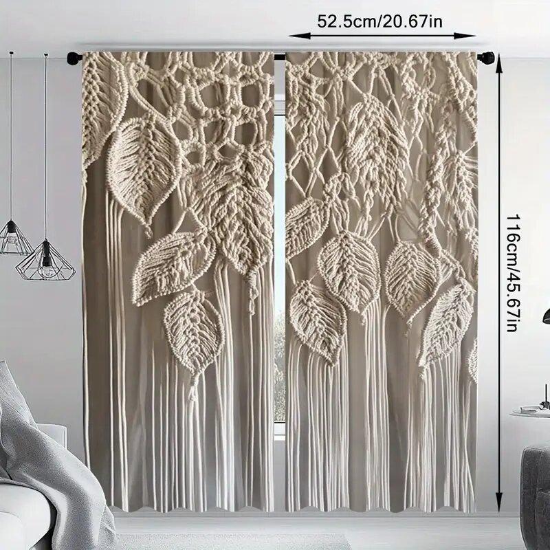 Fake Woven Leaf Print Curtains Christmas Decorations Bedroom Living Room Home Decoration Curtain Polyester Perfect For