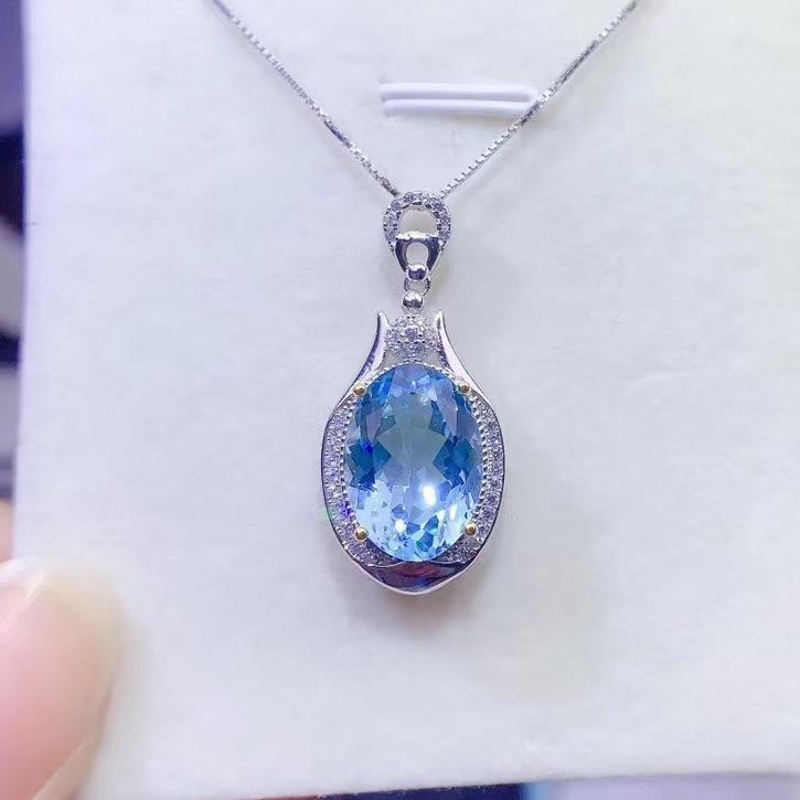 

SACE GEMS Медный сплав Морской синий циркон Женское ожерелье с подвеской Модный подарок синий