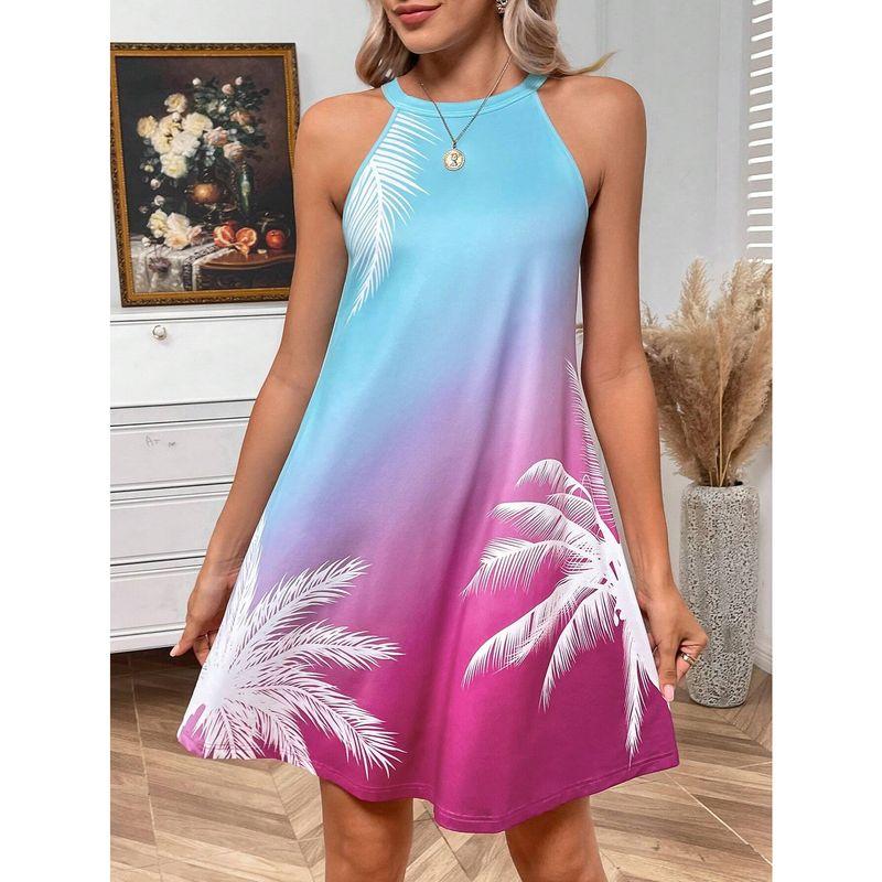 

Small Summer Fashion Style Knitted Fabric Single Layer Sexy Fashion Printing and Dyeing Print Dress Short Skirt Women s Fashion Blue Red positioning flower S