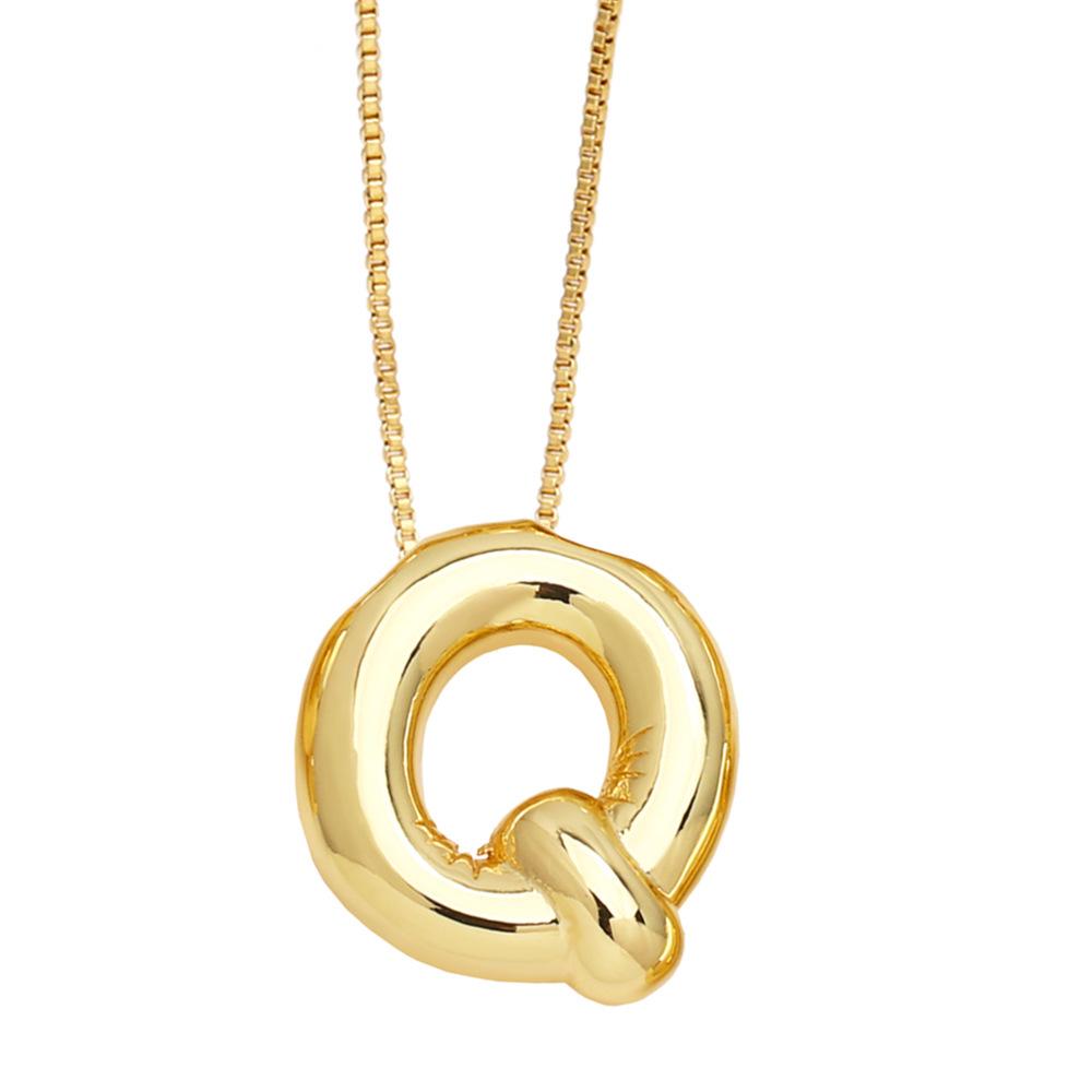 18K Gold-Plated Smooth Letter Pendant Necklace - Unique & Versatile Design