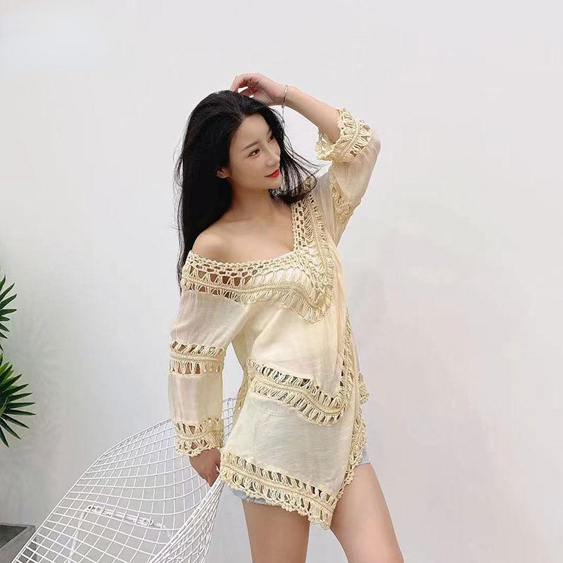 Sonnenschutzkleidung für Damen, aushöhlen, Pullover, Kleidung, Sommer, sexy Strickoberteile, Oberbekleidung