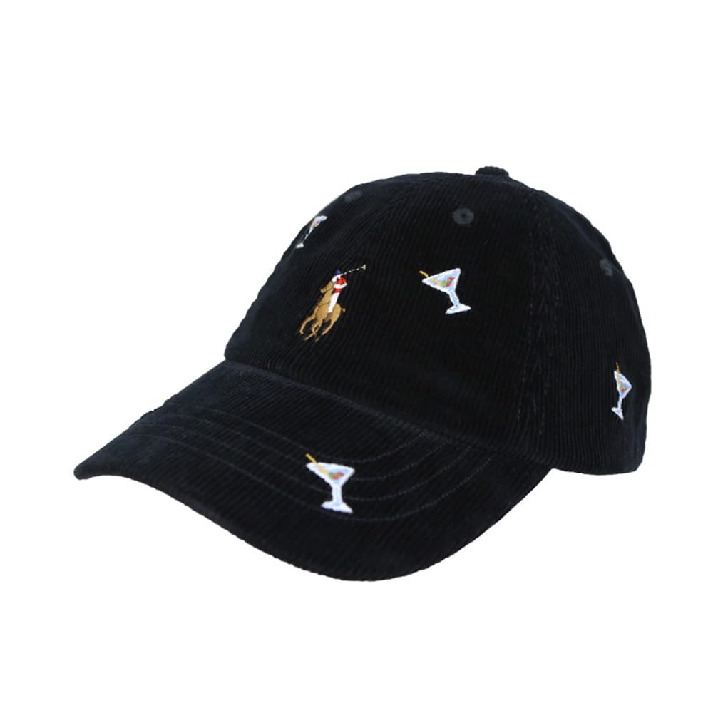 Polo Ralph Lauren and Corduroy Cap Signature Pony Hat 01080265 Men's Women's Multi-Embroidered BLACK/COCKTAIL [Used]