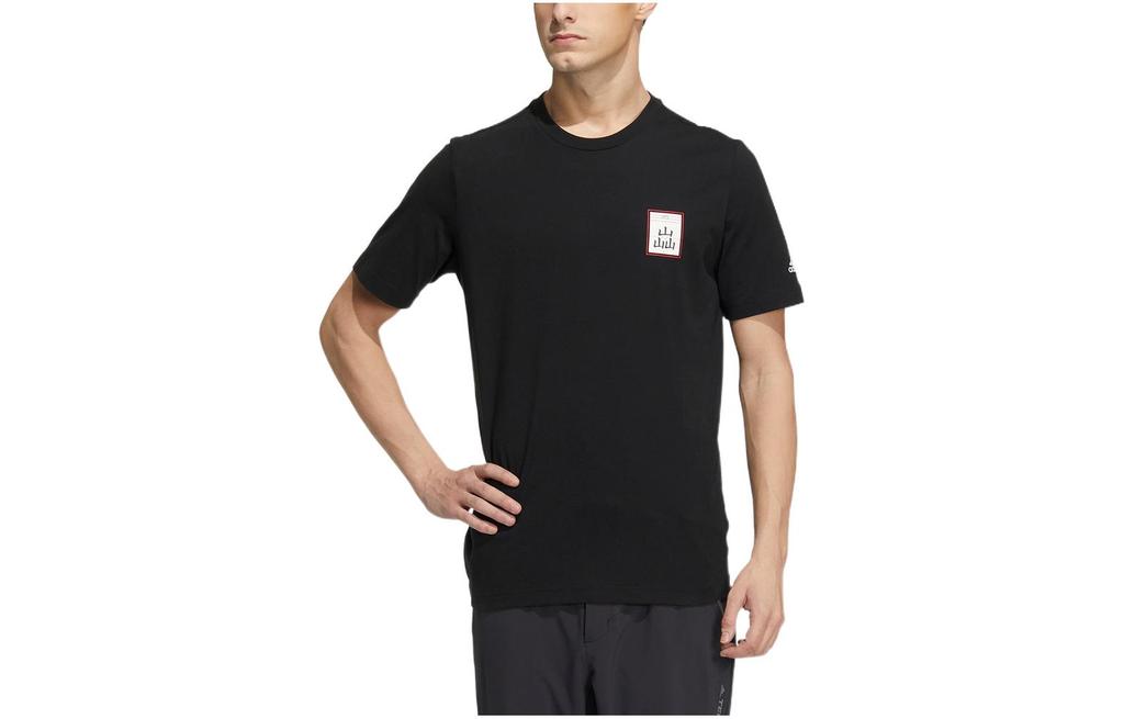 adidas T Shirts Unisex Black Crew Neck Moderate Straight Fit HT3210