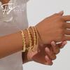 Luxurious Geometric Gold Heart Stainless Steel Bracelet Set for Women