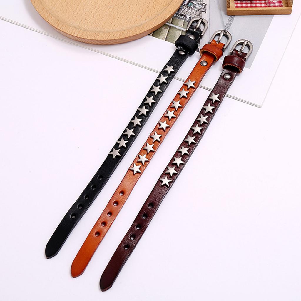 Leather Cuff Bracelet Alloy Star Wristband Adjustable Bangle Wide Cuff Bracelets Gothic Punk Jewelry for Women Men