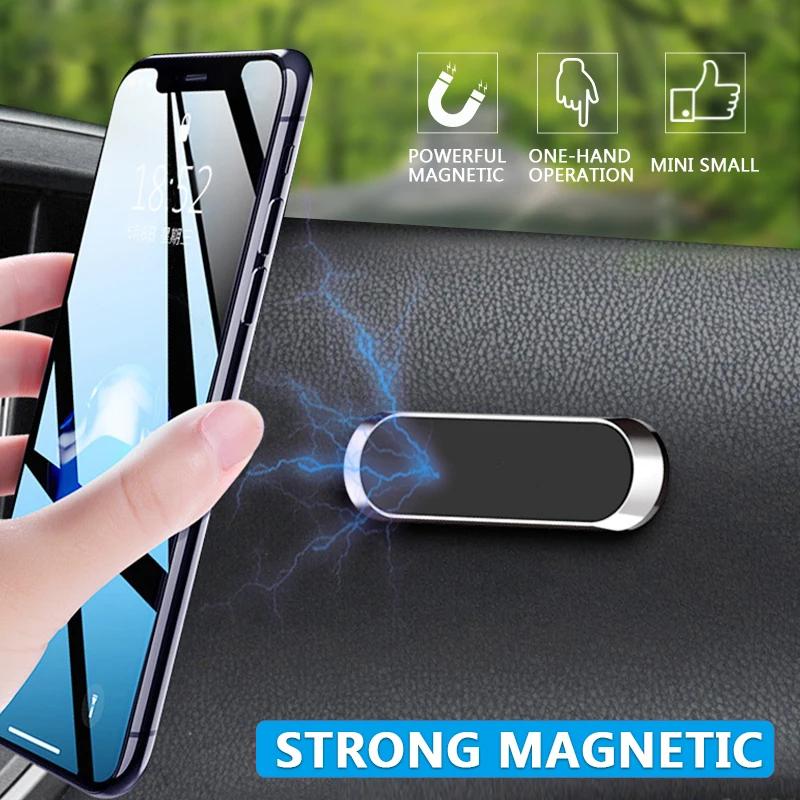 Magnetic Car Phone Holder Rotatable 360°Mini Strip Shape Stand For iPhone Samsung Xiaomi Wall Metal Magnet GPS Car Mount