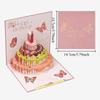 1pc Carte de Voeux d'Anniversaire 3D Colorée Faite à la Main avec Design de Gâteau Papillon - Carte Intérieure Pliable Coulissante pour Vœux Personnalisés