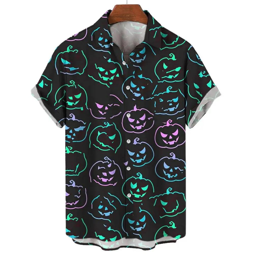 Demonic Horror 3D Printed Hawaiian Shirt Men's Loose Breathable Summer Short Sleeve