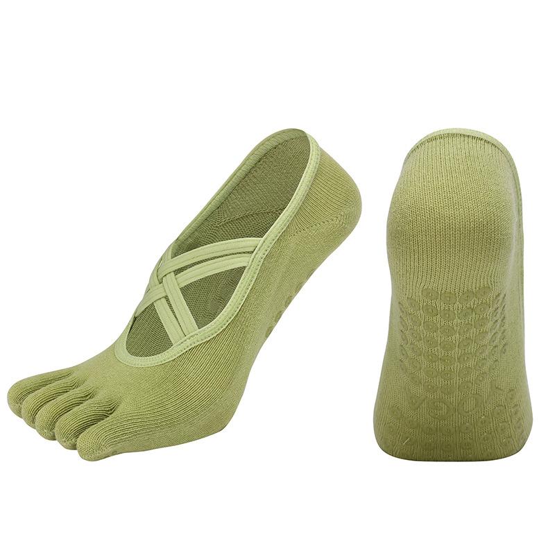 New Women Anti Slip Pilates Socks Five Toe Silicone Non-Slip Yoga Sock Bandage Ballet Dance Ladies Fitness Sports Cotton Sock