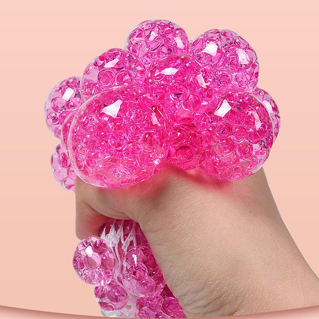 1 Stück weicher Trauben-Netz-Stressball, Dekompressionsball, Stressabbau, sensorischer weicher Ball, Handübungs-Elastikball (Zufällige Farbe)