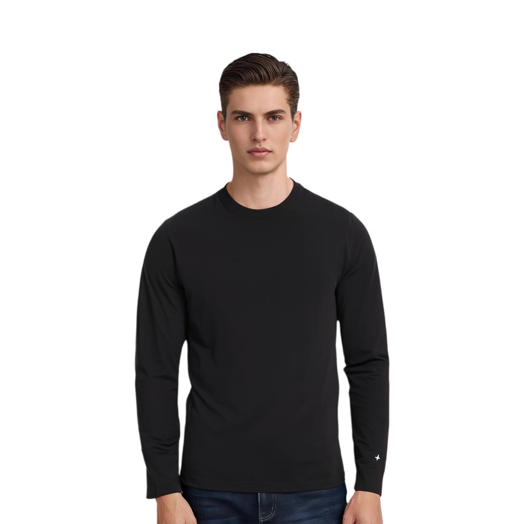 STONE ISLAND FW22 Solid Color Logo Embroidered Crew Neck Pullover Sweater Men Sweater Black 7715502GA-V0029