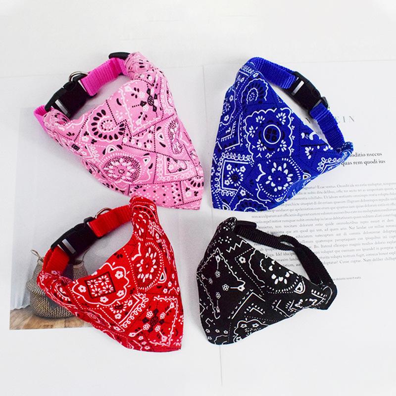 Pet Drool Bib - Polyester Triangle Scarf with Retractable Collar for Small Dogs and Cats