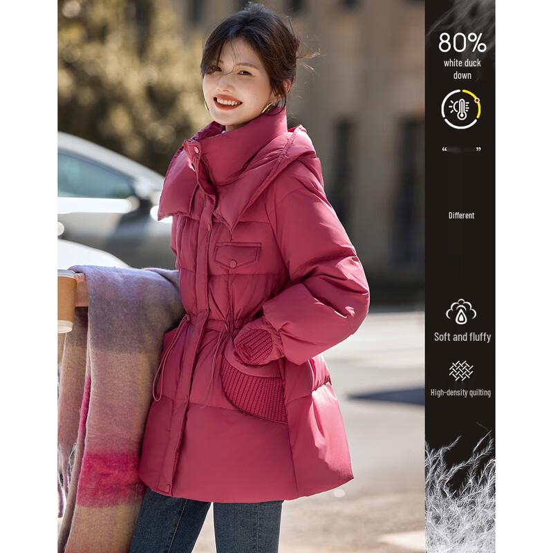 

SiShuiNianHua Elegant Mid-Length Women s Down Jacket XL