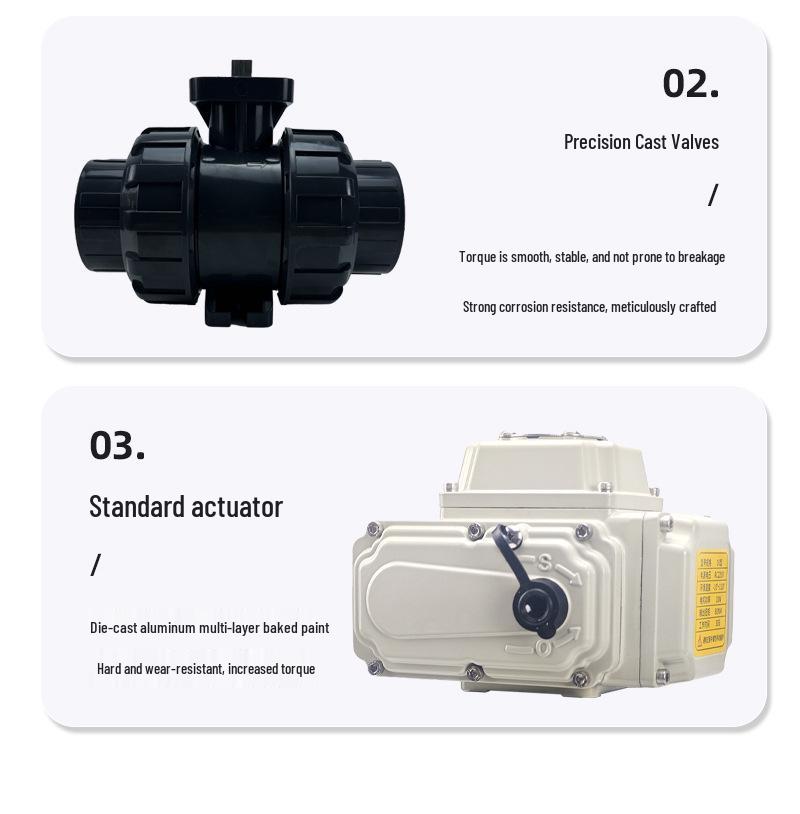 Q911X-10S 220V Electric UPVC Double Union Ball Valve for Chemical Water Treatment