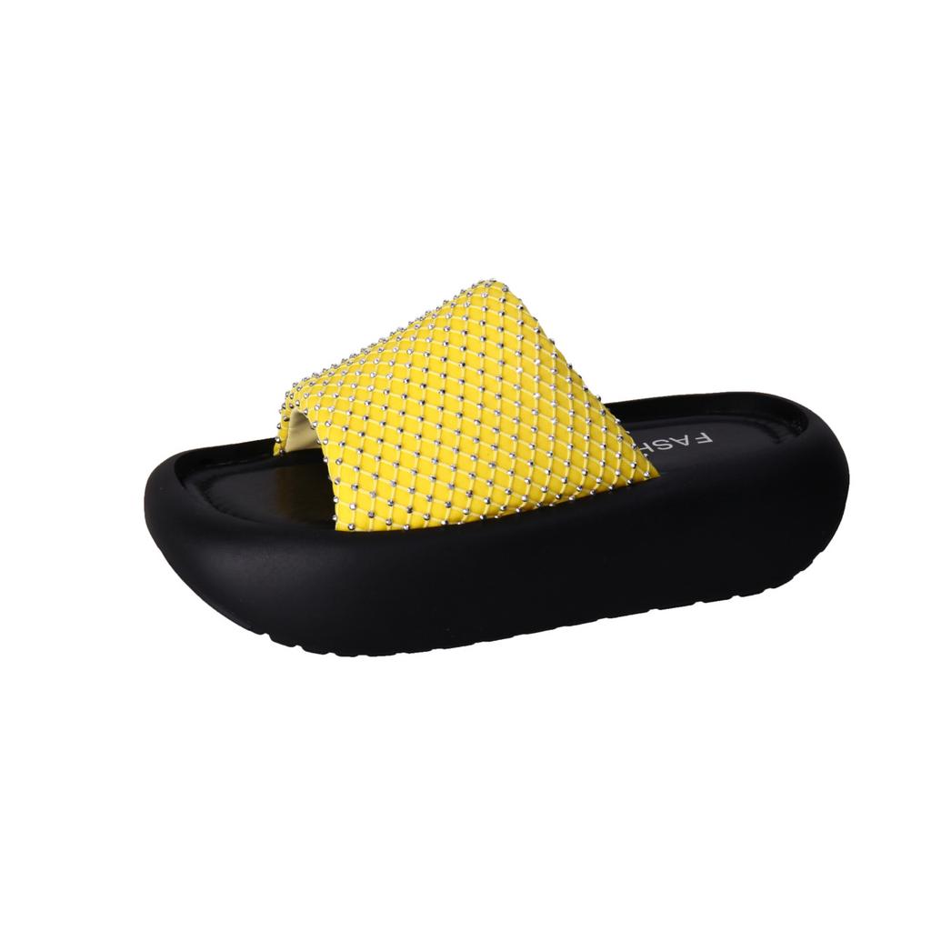 2025 Summer Muffin Thick-bottomed Cool Slippers New Cross-strap Fashionable Soft Bottom with Skirt Beach One-word Slippers Women
