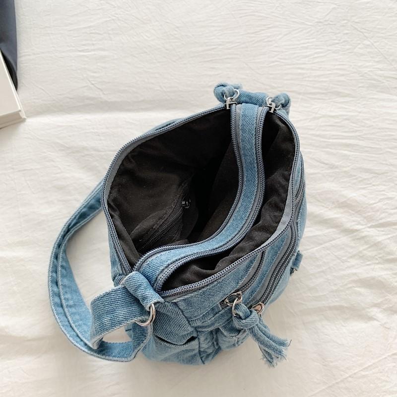 Women's Bag Vintage Denim Bag Travel Crossbody Bag Multi-Layer Shoulder Bag Underarm Bag