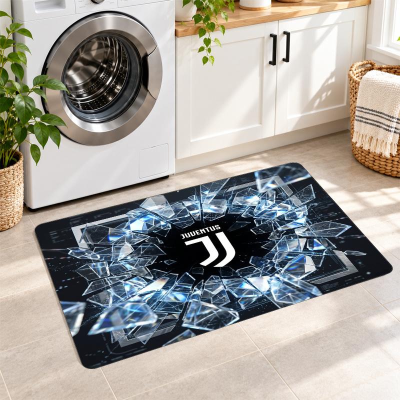 Flannel Kitchen Mat Juventus FC Soft Area Rug Non Slip Floor Carpet Home Decoration