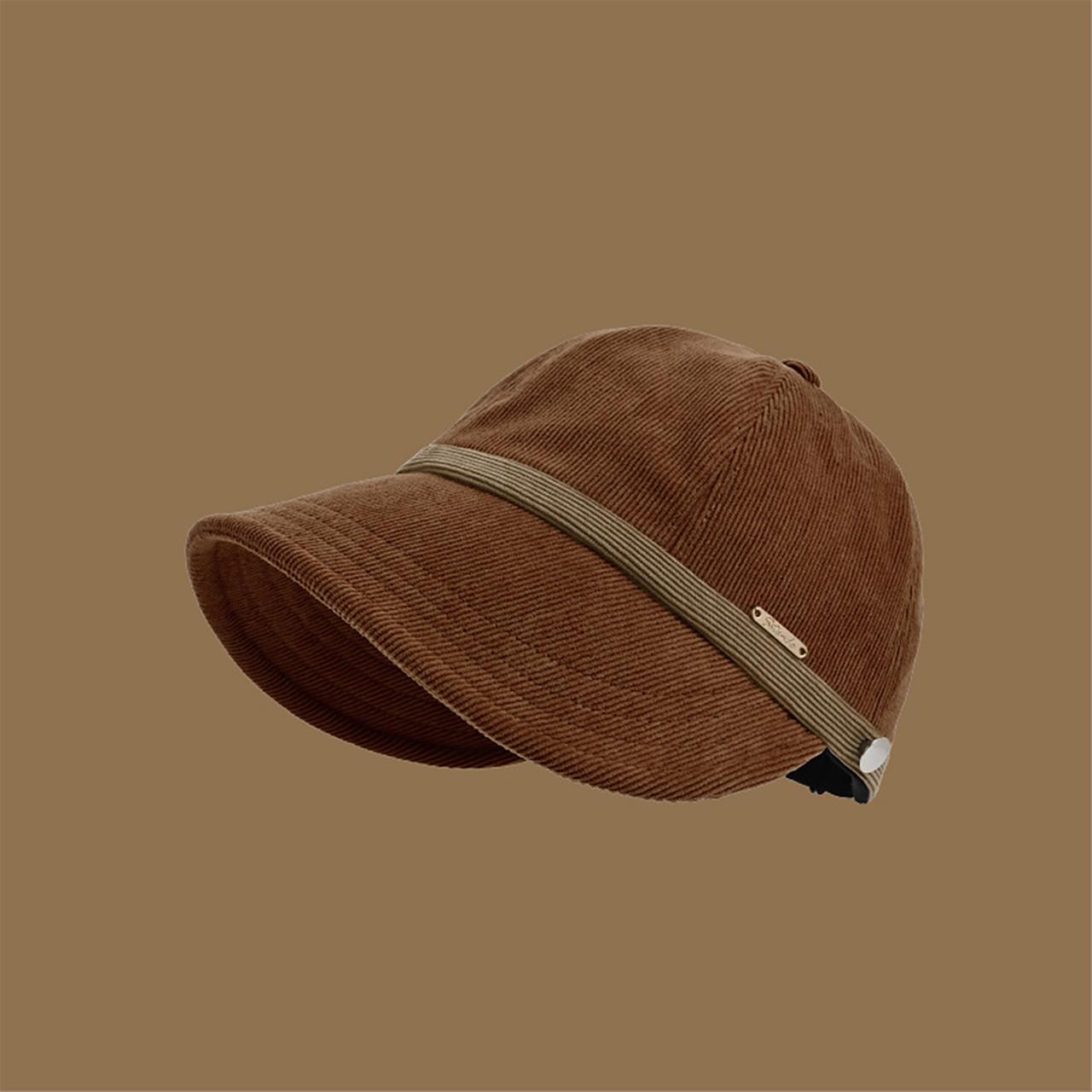 

Vintage Solid Color Corduroy Duckbill Hat Women Lady Autumn Winter Wide Brim Visors Fisherman Hats Casual Outdoor Warm Caps One Size