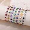 Stainless Steel Evil Eye Bracelet For Women Enamel Round Chain Blue Evil Eye Bead Bracelet Summer Beach Foot Jewelry Gift