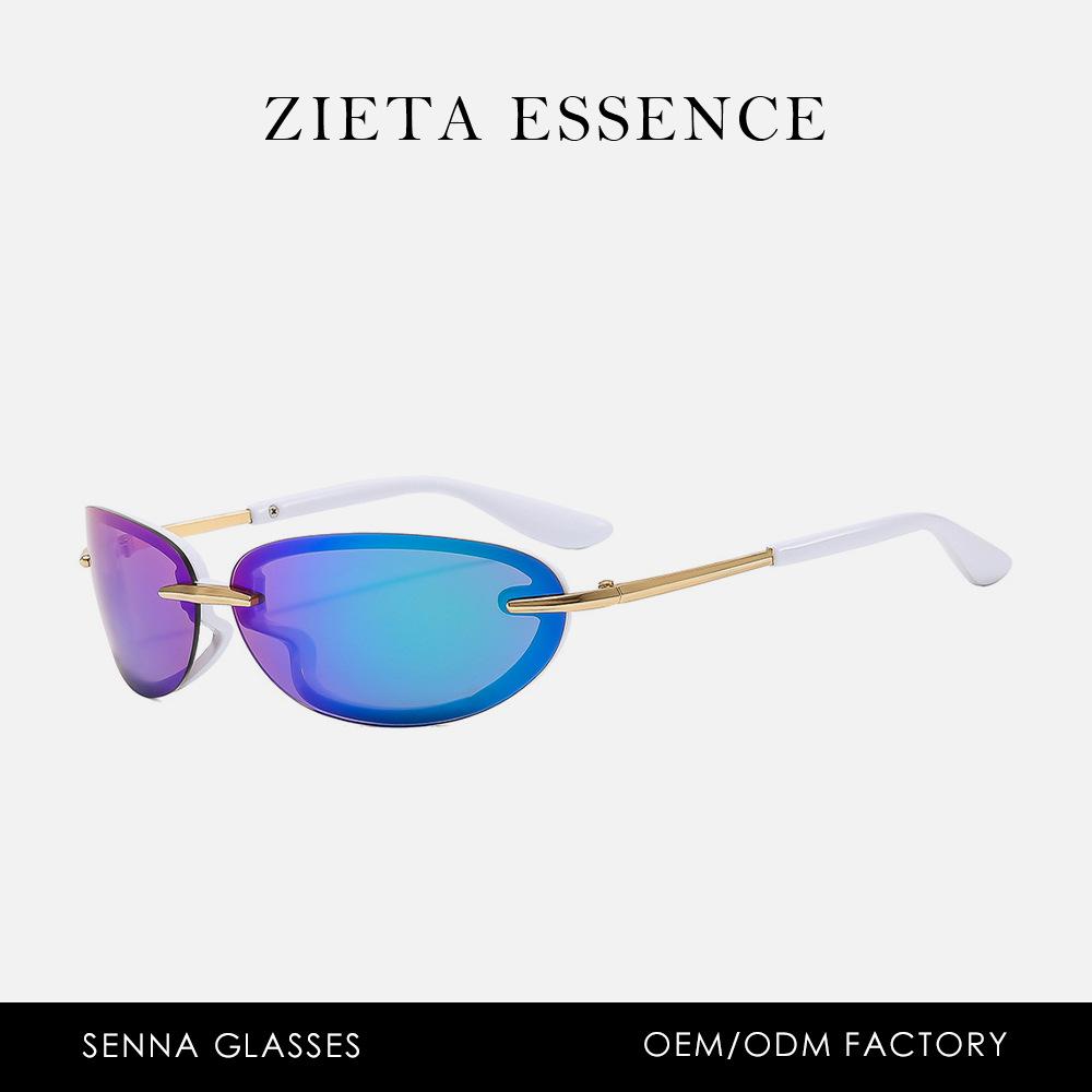 Hong Kong Style Oval Retro Sunglasses Street Photography Vacation Trimmed Sunglasses Women'S Glasses