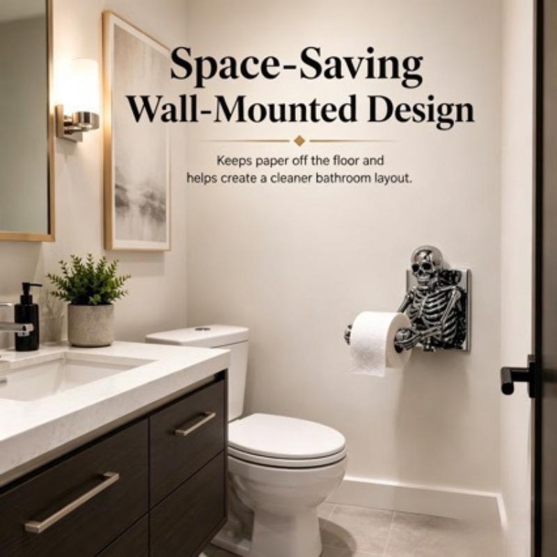 Skull Toilet Paper Holder Wall Mount 3D Embossed Resin Gothic Halloween Bathroom Decoration