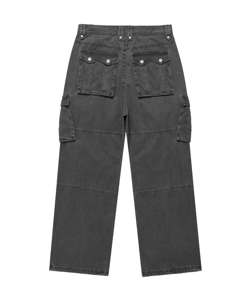 THEVINYLHOUSE Washed Military Cargo Pants Charcoal