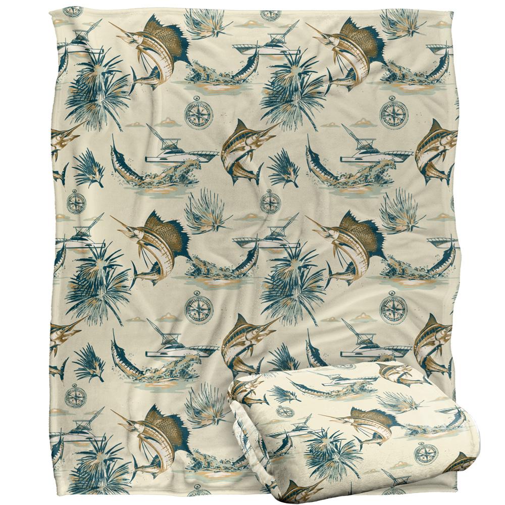JQ Licensing Jl-Jp-Jq 2 Silky Tiki Flower Fishing Supersoft Blanket