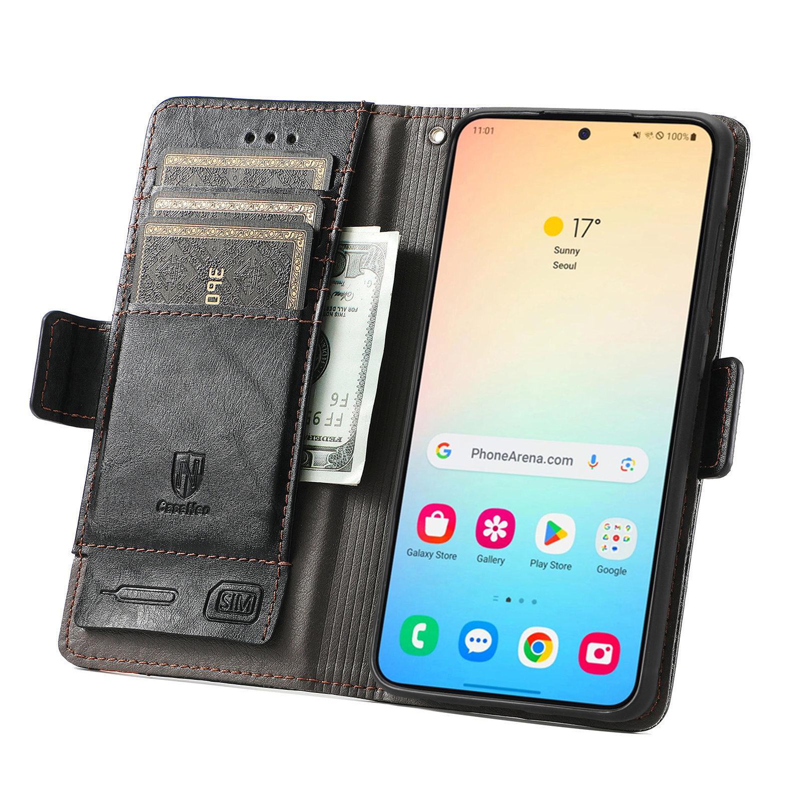 

For Samsung Galaxy S24+ Phone Cases CASENEO PU Leather Cover Stand with RFID Blocking Wallet Black