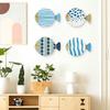 4Pcs/Set Wooden Fish Wall Decoration Farmhouse Rustic Nautical Fish Wall Art Sculpture Home Living Room Bathroom Wall Decorative Sign