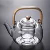 1000ml Velkokapacitní Pařící Varná Dvouúčelová Konvička s Rukojetí Žáruvzdorná Zesílená Skleněná Konvička Čajová Konvice Rychlovarná Konvice Čajová Sada