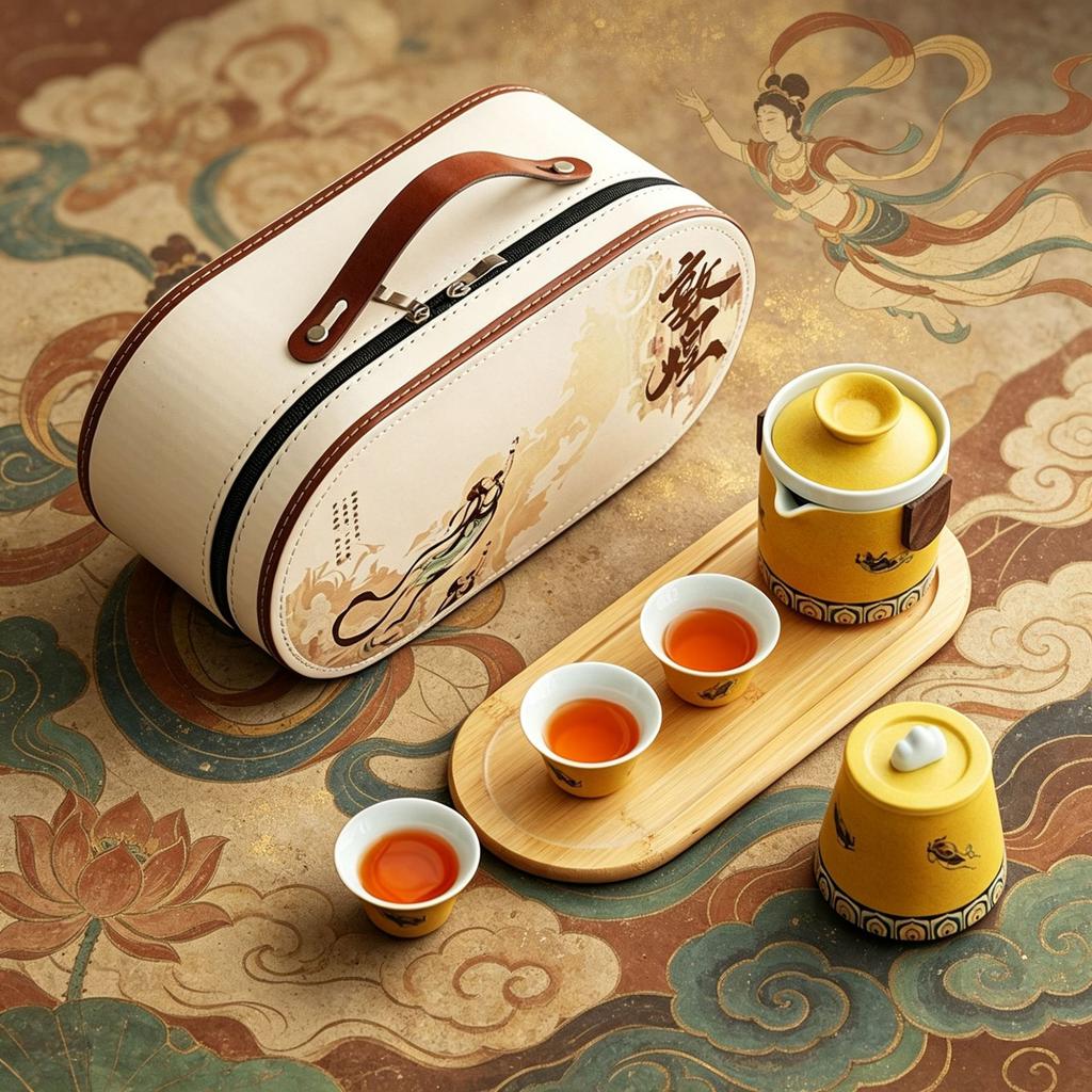 Dunhuang Feitian Ceramics Portable Travel Tea Set Museum Event Souvenir Business merchandise Gift set