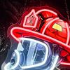 Firefighter Helmet Neon Sign LED Lamp Adjustable Brightness USB-Powered Neon Sign Light Wall Decoration