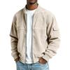 Men S Corduroy Flight Jacket Casual Stand Collar Long Sleeve Multi Pocket Solid Color