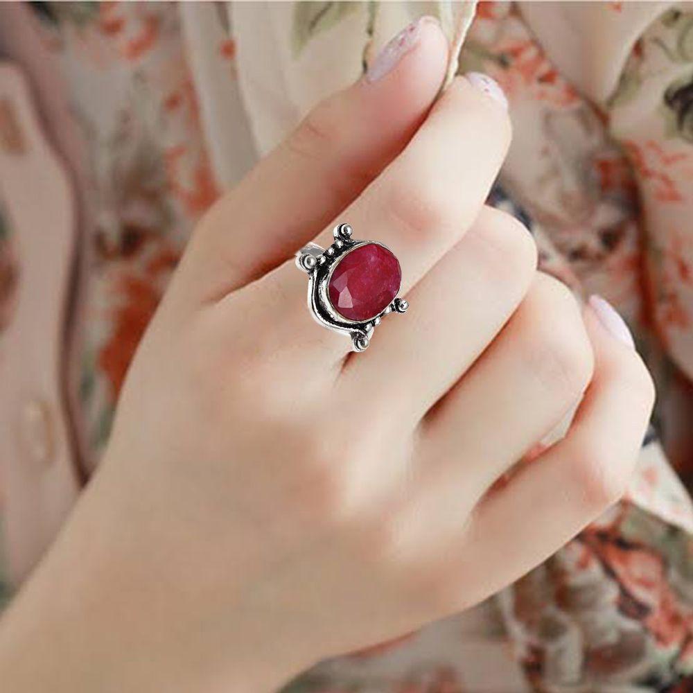 Ruby Sapphire Gemstone Handmade Silver Jewelry  "8.5"