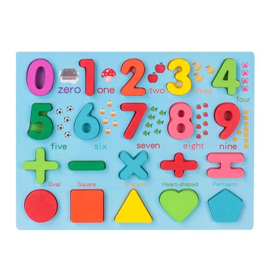 Colorful Number Alphabet Shape Wooden Puzzle Pairing Board Education Kids Toy