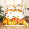 Pumpkin Duvet Cover Queen Size Fruit Fall Harvest Natural Bedding Set Kids Girls Adult Room Decor 3 Piece Set with 2 Pillowcases
