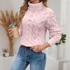 Warm Oversized Cable Knit Sweater Women Turtleneck Pullover Solid Color Thick Slim Fit Long Sleeve
