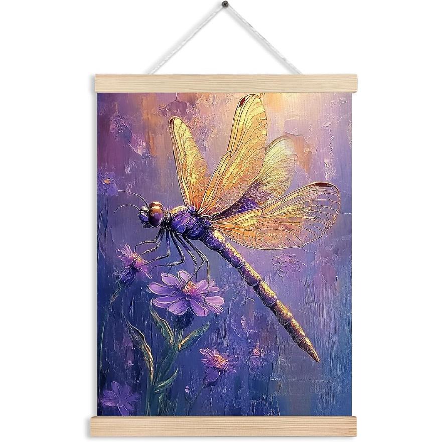 FITIE Vintage Moody Floral Dragonfly Canvas Wall Art Poster, Retro William Morris pired Cottagecore Flower Botanical Dragonfly Wall Decor Prints for