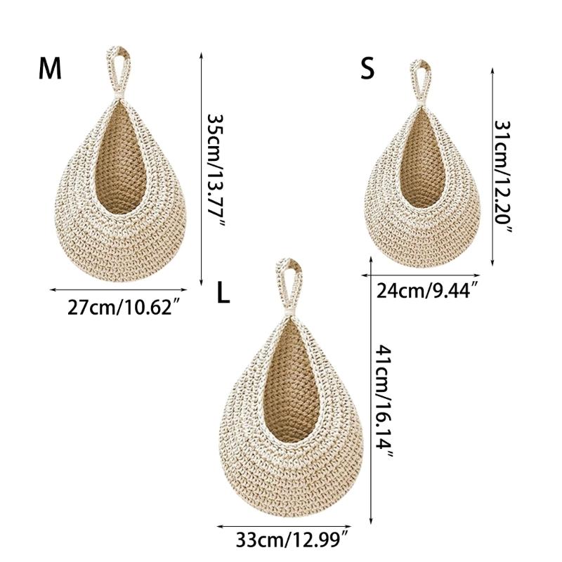 Kitchen Teardrop Hanging Baskets Wall Hanging Baskets Handwoven Hanging Plant Basket Decor for Vegetable Potato Storage