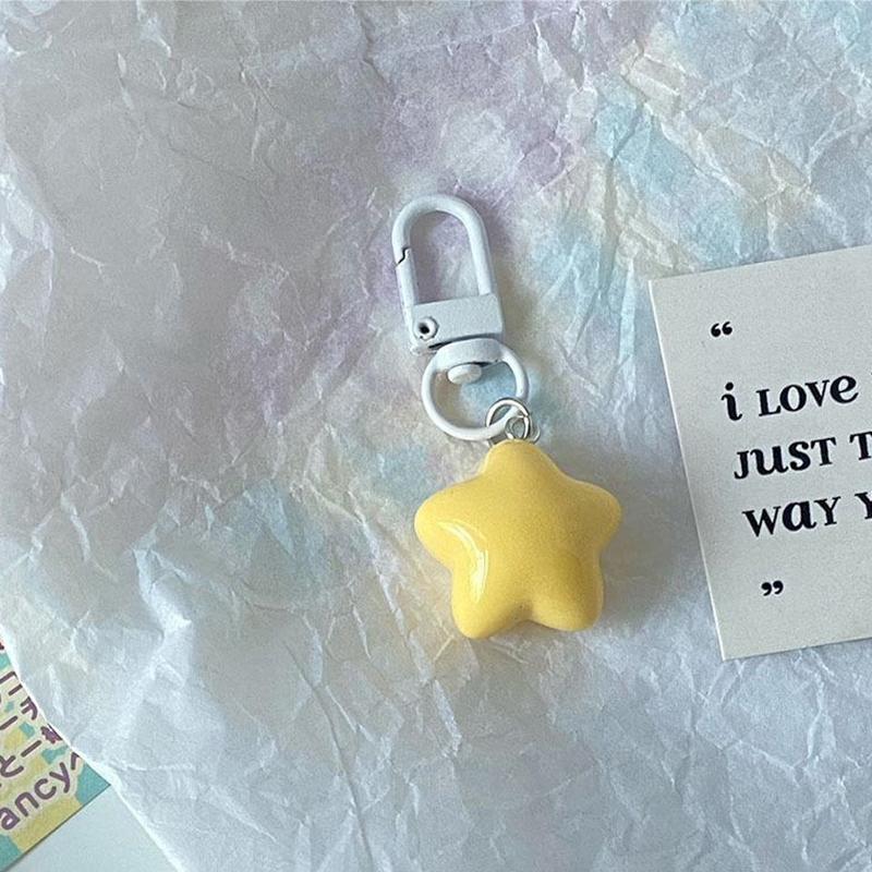 1Pc Cute Star Keychains Headphone Cover Keyring Cartoon Charm Bag Pendants Car Key Chains Girls Gift Keychain Charms