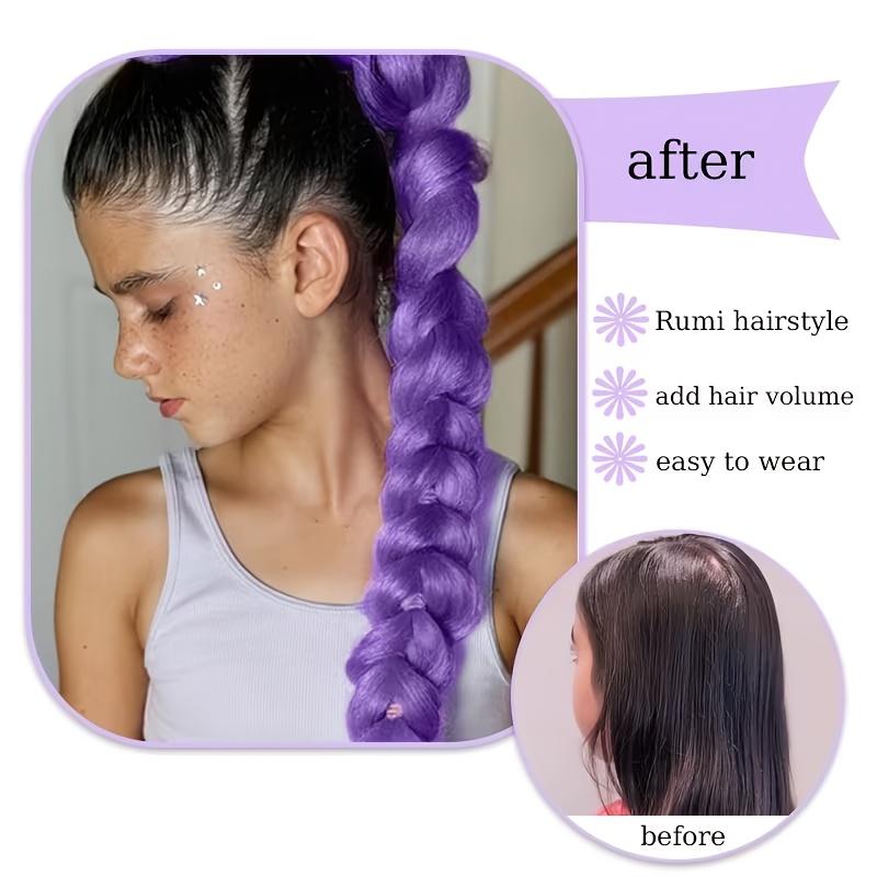 32inch Braided Purple Hair Ponytail with Tinsel Hair Wig Super Long Extensions Shiny Tinsel Hair for Kids Party Use Purple Wig