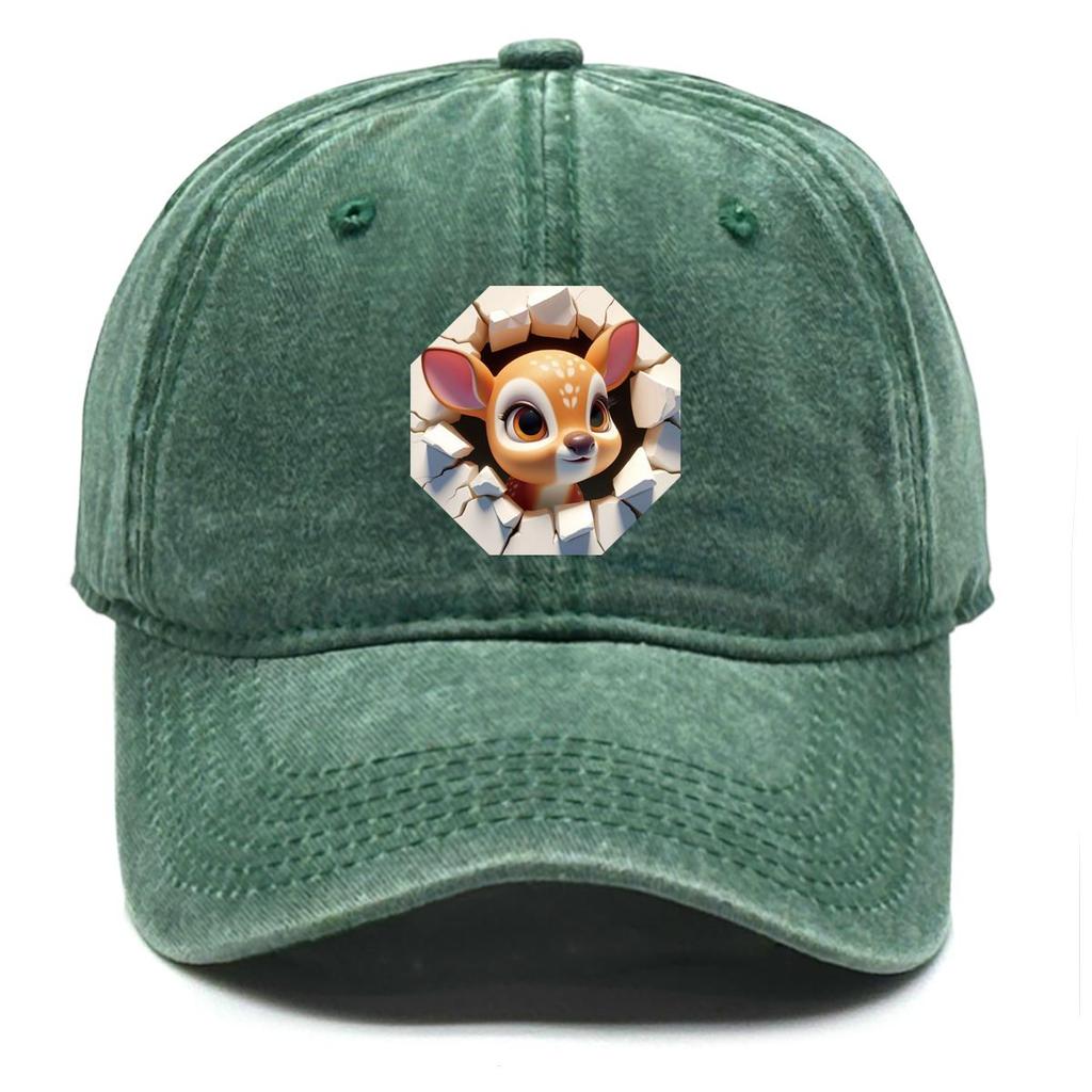 Cute Deer Print Adjustable Sun Hat, Animal Mesh Hat Trendy All-season Stylish Fashion Snapback Baseball Cap