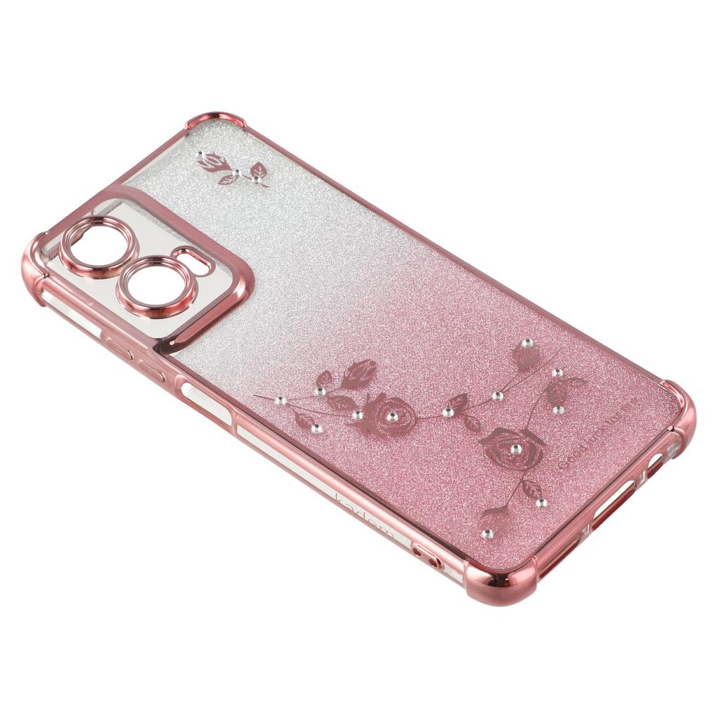 KADEM For Motorola Moto G35 5G Case Flower Pattern TPU Gradient Phone Cover with Lanyards